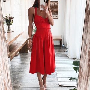 Ohm Boutique Sophia Midi Dress Red